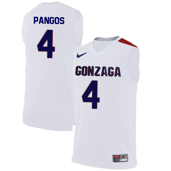 Men #4 Kevin Pangos Gonzaga Bulldogs College Basketball Jerseys-White - Click Image to Close